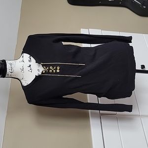 Michael Kors Black Sweater with Gold Chain Tie Accent Medium